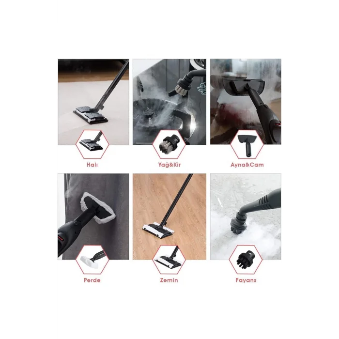 Pirantech CB-107C Çok Fonksiyonlu Buharlı Temizlik Makinası Beyaz- Buharlı Temizleyici