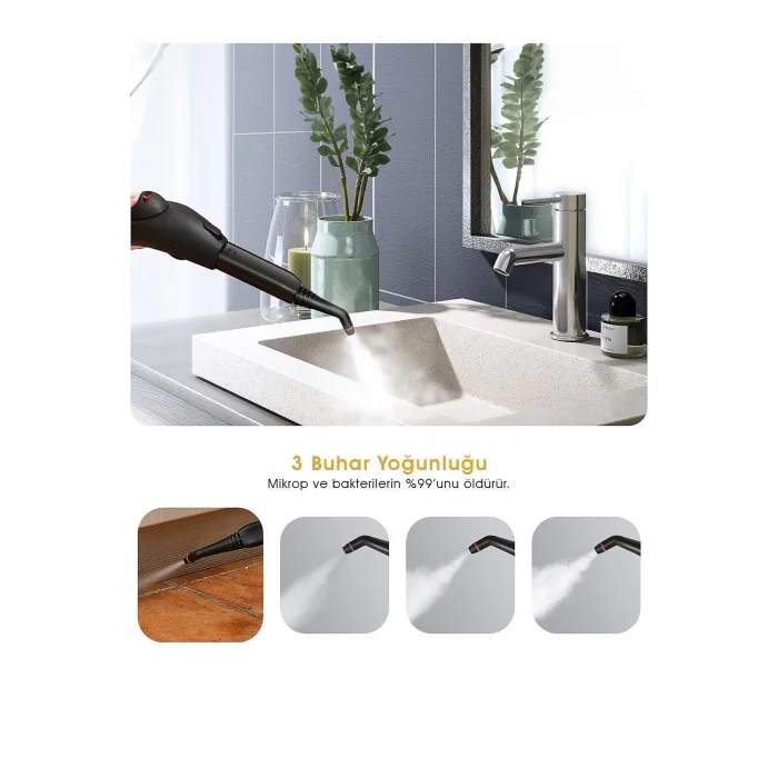 Pirantech CB-107C Çok Fonksiyonlu Buharlı Temizlik Makinası Beyaz- Buharlı Temizleyici