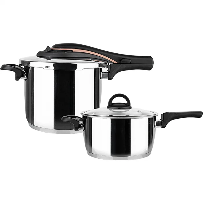 Emsan Up-line Golden Pink 4+6 Lt Klasik Paslanmaz Çelik Düdüklü Tencere Seti