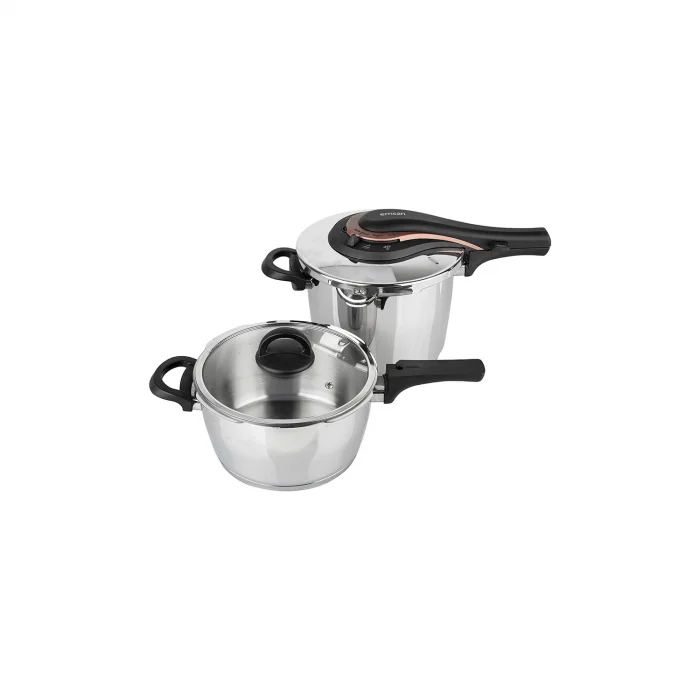 Emsan Up-line Golden Pink 4+6 Lt Klasik Paslanmaz Çelik Düdüklü Tencere Seti