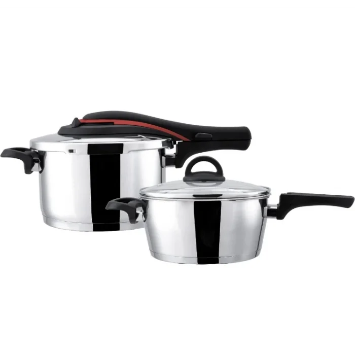 Emsan Up-line Kırmızı 4+6 Lt Klasik Paslanmaz Çelik Düdüklü Tencere Seti