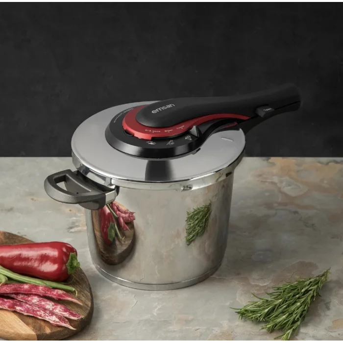 Emsan Up-line Kırmızı 4+6 Lt Klasik Paslanmaz Çelik Düdüklü Tencere Seti