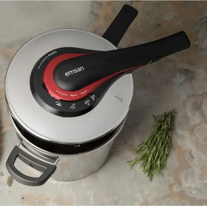 Emsan Up-line Kırmızı 4+6 Lt Klasik Paslanmaz Çelik Düdüklü Tencere Seti