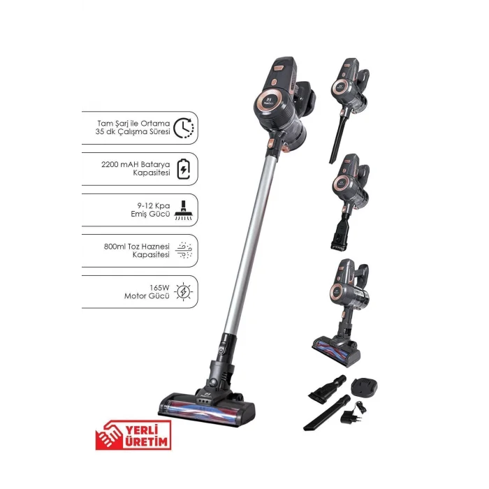 Pirantech ES92 Şarjlı Dikey Kablosuz LED Aydınlatmalı Süpürge