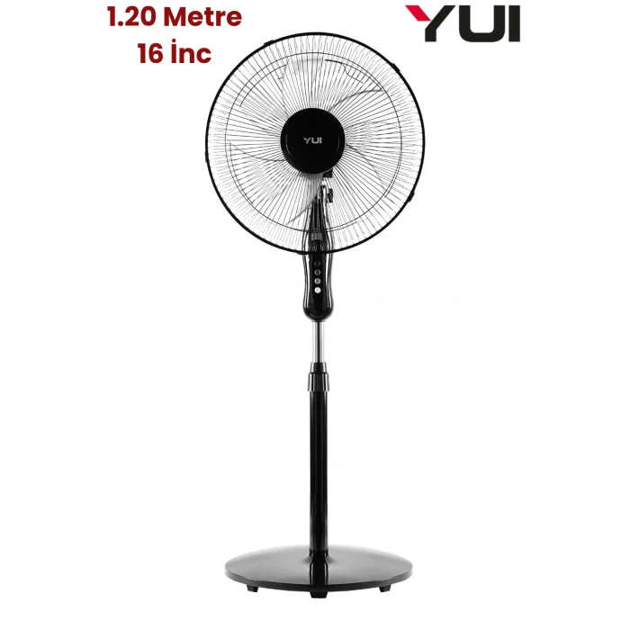 Yui F29 Siyah 120 Cm 16 Inç 40w 3 Kademe 5 Pervane Döner Başlıklı Vantilatör