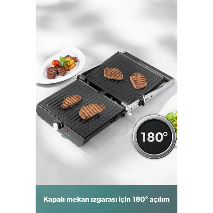 Homend Grilliant Döküm Plakalı Tost Ve Izgara Makinesi Inox 2000 W