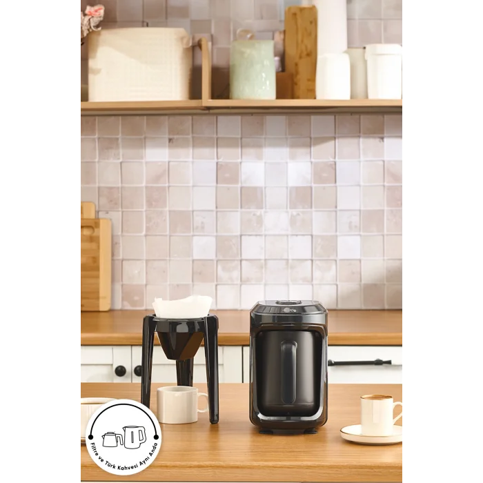 Karaca Hatır Hüp 2 in 1 Türk Kahve Makinesi / Filtre Kahve Makinesi 5 Fincan Kapasiteli Black