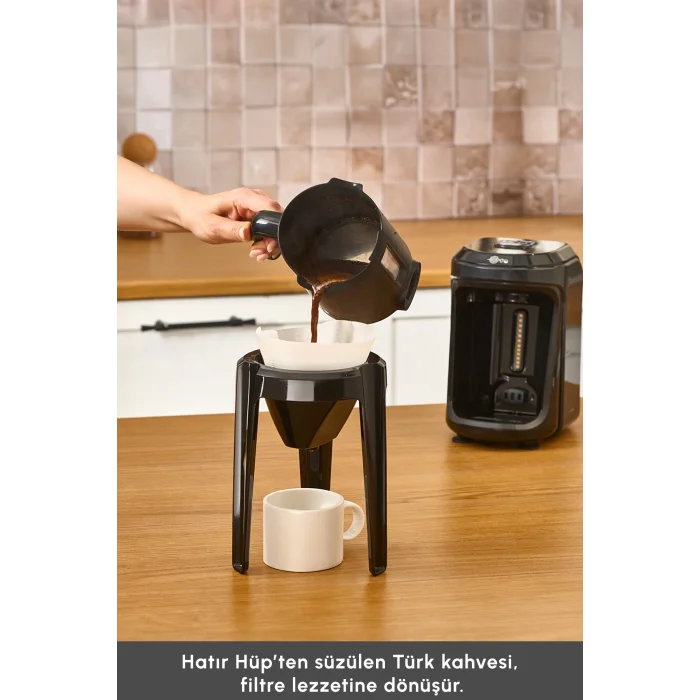 Karaca Hatır Hüp 2 in 1 Türk Kahve Makinesi / Filtre Kahve Makinesi 5 Fincan Kapasiteli Black