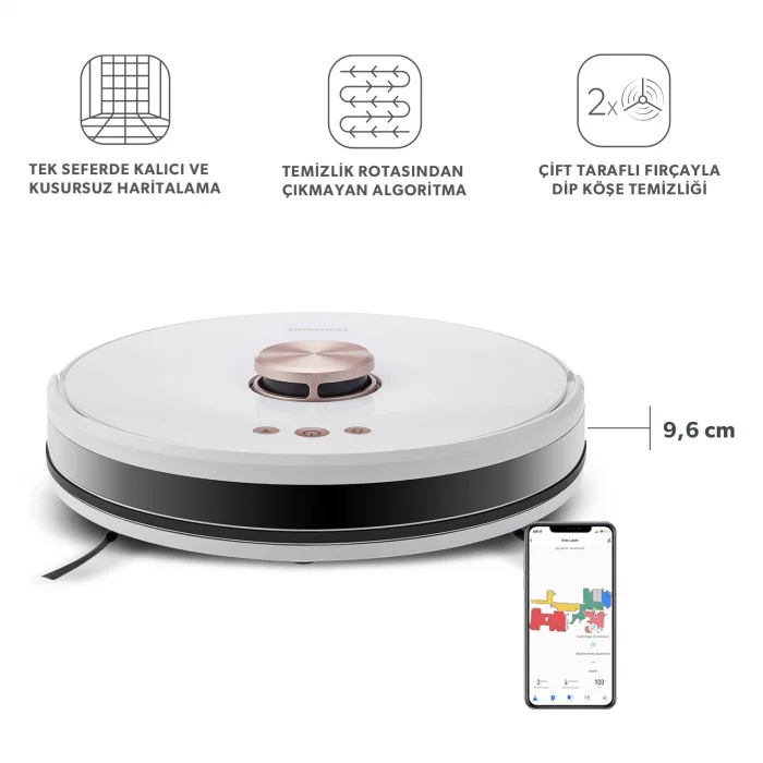 Homend Alex Laser Pro+ 1283H Moplu ve Haritalamalı Akıllı Robot Süpürge