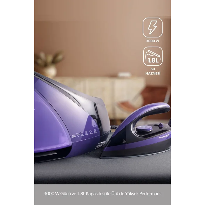 Homend Jetsteam 1173h Buhar Kazanlı Ütü Mor Siyah