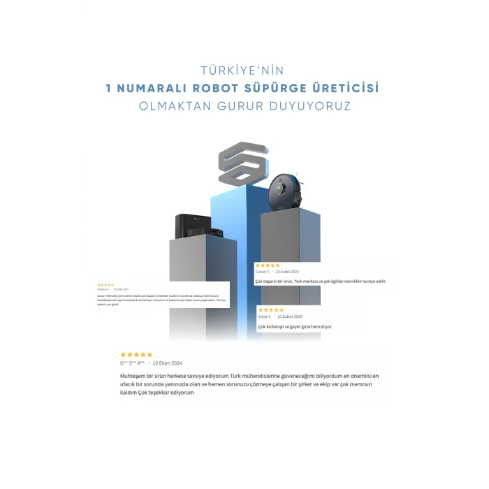 Şımart Teknoloji Katya T Akıllı Robot Süpürge Otomatik Toz Boşaltma Ve Mop Özellikli