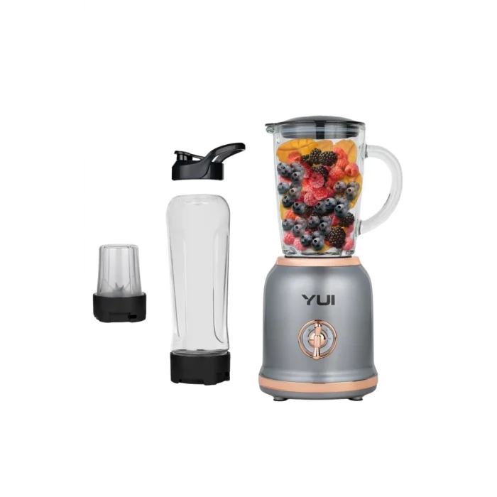 Yui Kişisel Blender Seti - M18 (450 ml Kulplu Cam Hazne, 600 ml Smoothie Bardağı, 180 ml Kahve Öğütücü)
