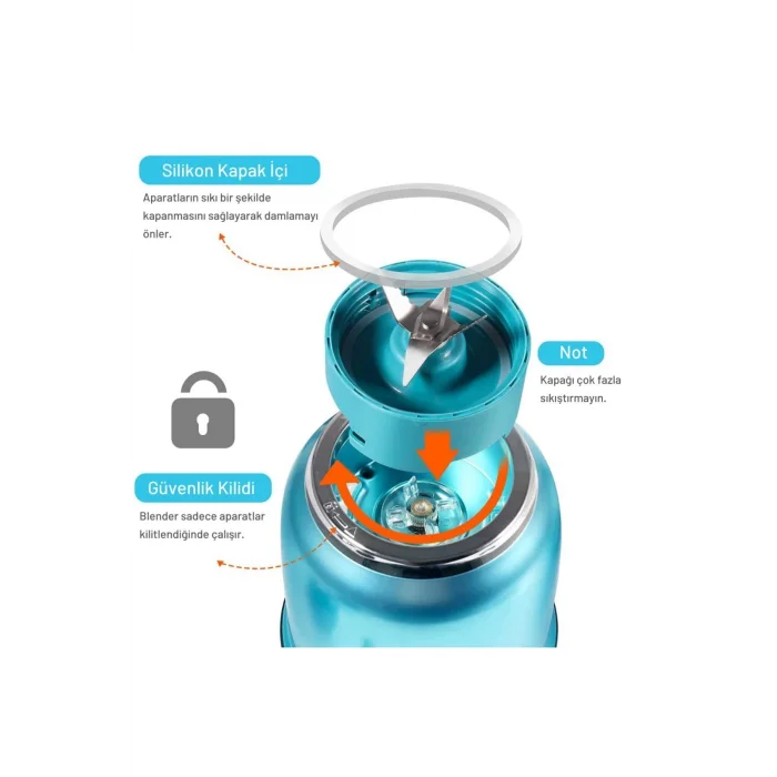 Yui Kişisel Blender Seti - M18 (450 ml Kulplu Cam Hazne, 600 ml Smoothie Bardağı, 180 ml Kahve Öğütücü)