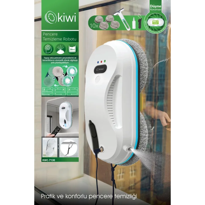 Kiwi Kwc-7130 Uzaktan Kumandalı Sıvı Püskürtmeli Cam Silme Robotu