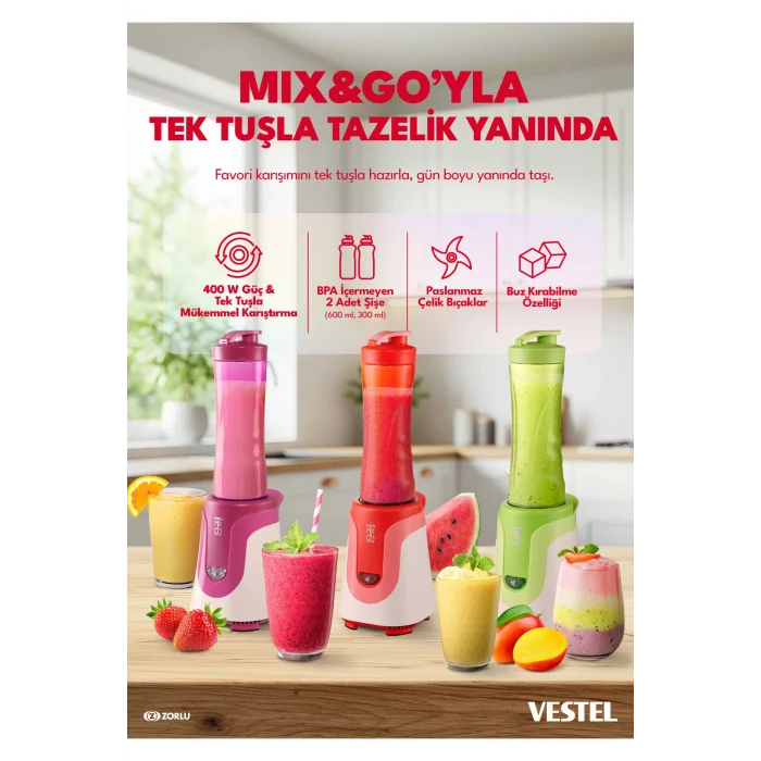 Vestel Mix Go Siyah 300 W Smoothie Blender
