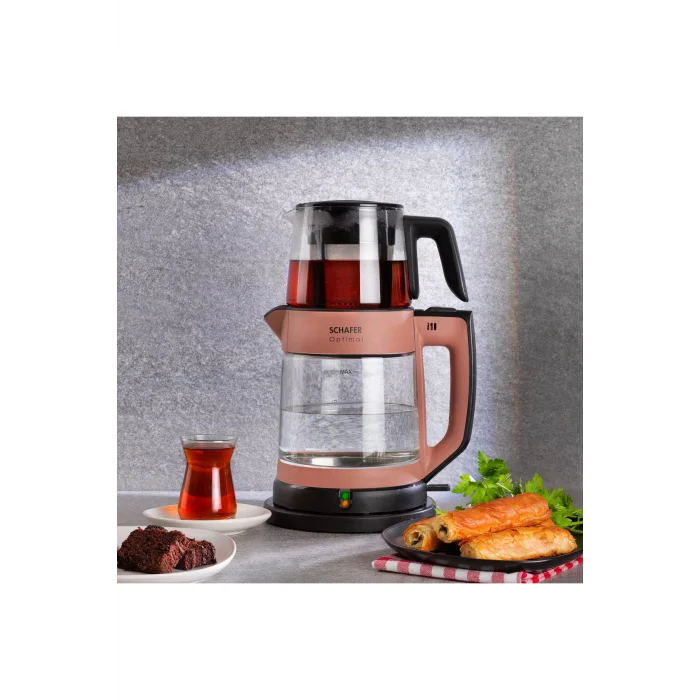 Schafer Optimal Elektrikli Cam Çay Makinesi-rosegold