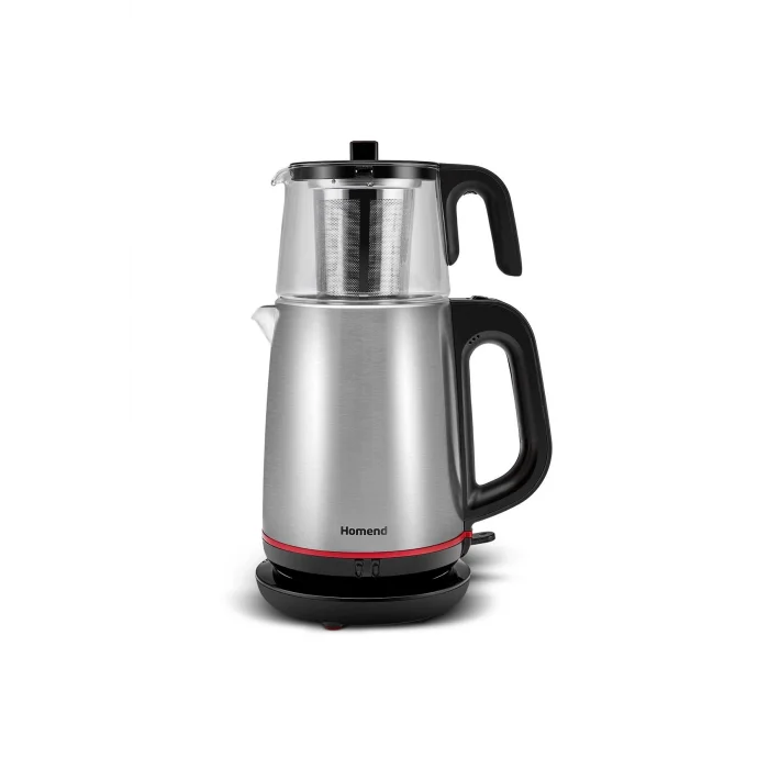 Homend Royaltea 1750H Cam Demlikli Inox Siyah Çay Makinesi