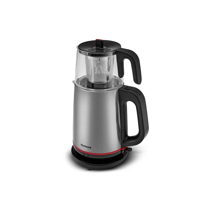 Homend Royaltea 1750H Cam Demlikli Inox Siyah Çay Makinesi