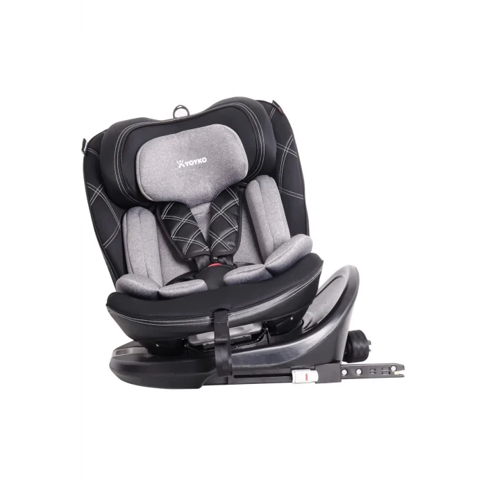 Yoyko Ultimate 360 ° Dönebilir Yatabilir 0-36 Kg Deri Oto Koltuğu Isofıx/sıp/latch Gri
