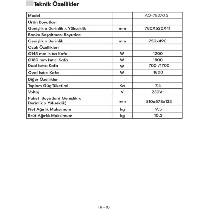 Vestel Ao 78370 S 78 cm 4 Gözü Elektrikli Ankastre Ocak