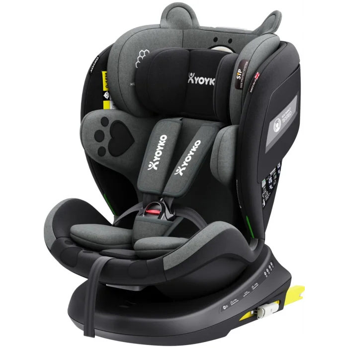 Yoyko Bear 360 Derece Dönebilir Yatabilir 0-36 Kg Isofixli Oto Koltuğu Gri