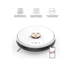 Homend Alex Laser Pro 1286H Moplu ve Haritalamalı Akıllı Robot Süpürge Beyaz Gold