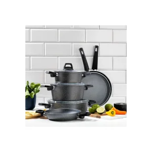 Schafer Ashen Yanmaz Yapışmaz Tencere Seti 9 Parça-gri