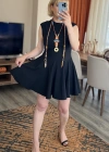 Siyah Çan Mini Elbise