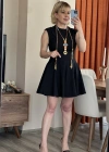 Siyah Çan Mini Elbise