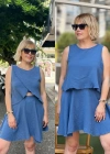 Mavi Müslin Şort Etek