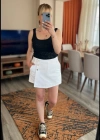 Beyaz Denim Şort Etek