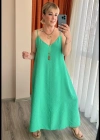 Mint Yeşili Uzun Askılı Elbise