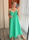 Mint Yeşili Uzun Askılı Elbise