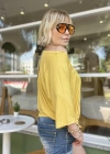 Organik Viskon Kayık Yaka Bluz – Sarı
