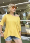 Organik Viskon Kayık Yaka Bluz – Sarı