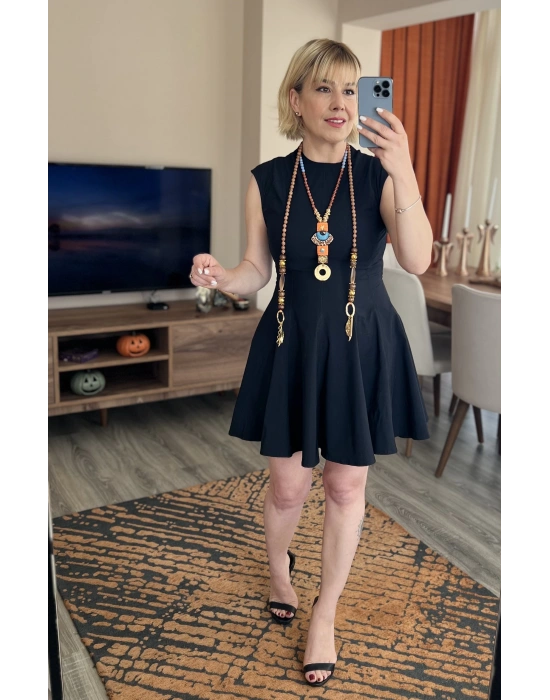 Siyah Çan Mini Elbise