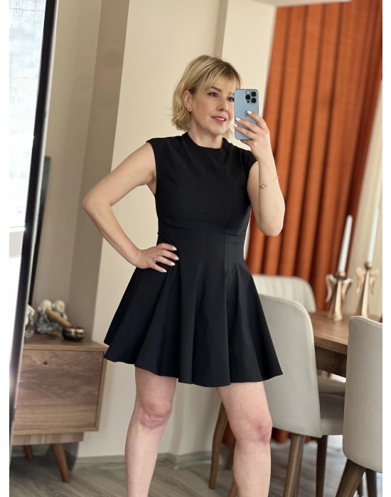 Siyah Çan Mini Elbise