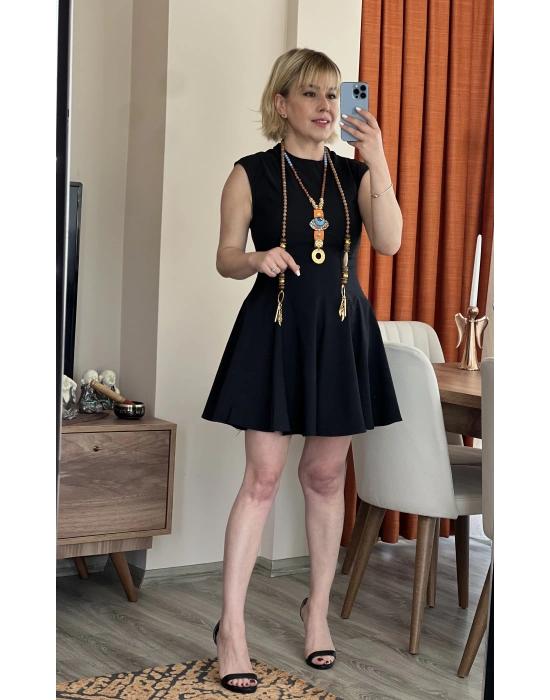 Siyah Çan Mini Elbise