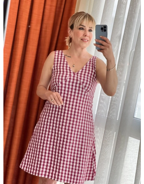 Kareli Çan Kesim Elbise