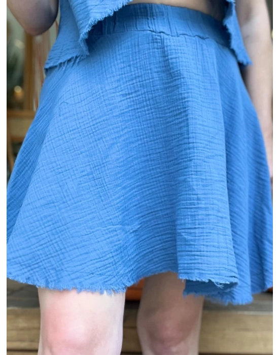 Mavi Müslin Şort Etek