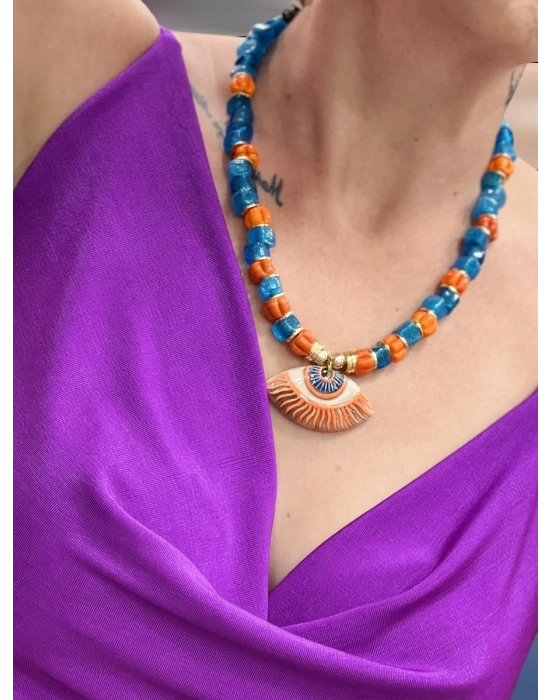 Cam Taş Göz Kolyeler