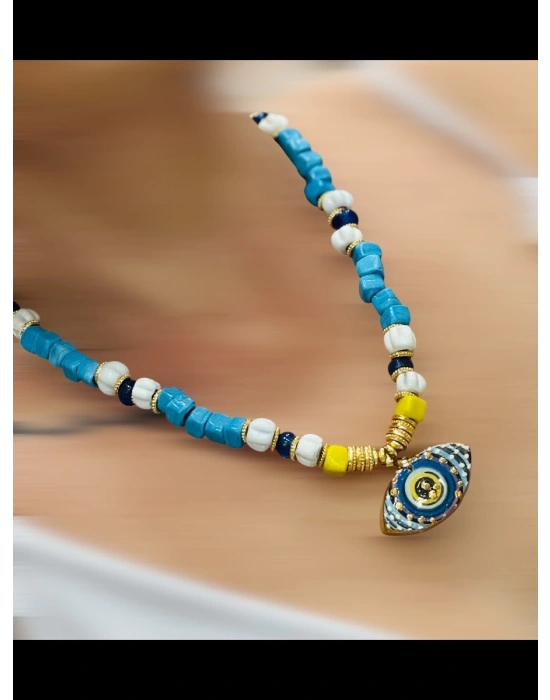 Cam Taş Göz Kolyeler