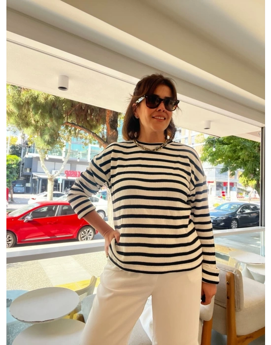 Siyah Marine Triko Bluz