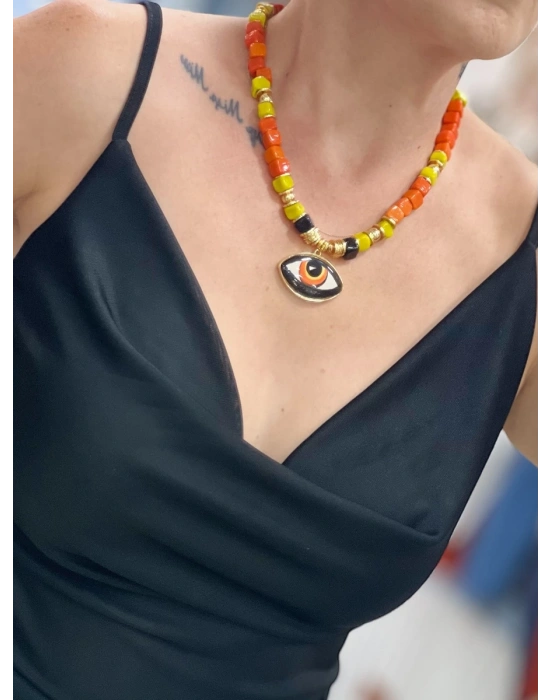 Cam Taş Göz Kolyeler