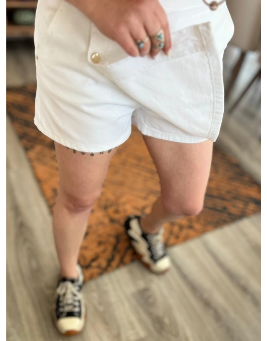 Beyaz Denim Şort Etek