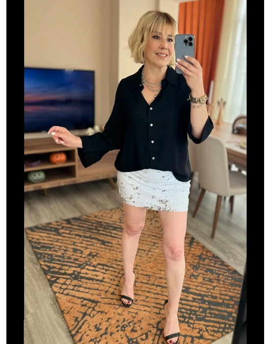 Gümüş Kaplama Hematit & Gold Pirinç Detaylı Üçlü Kolye