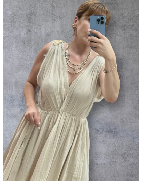 Helen Pamuk Elbise – Bej