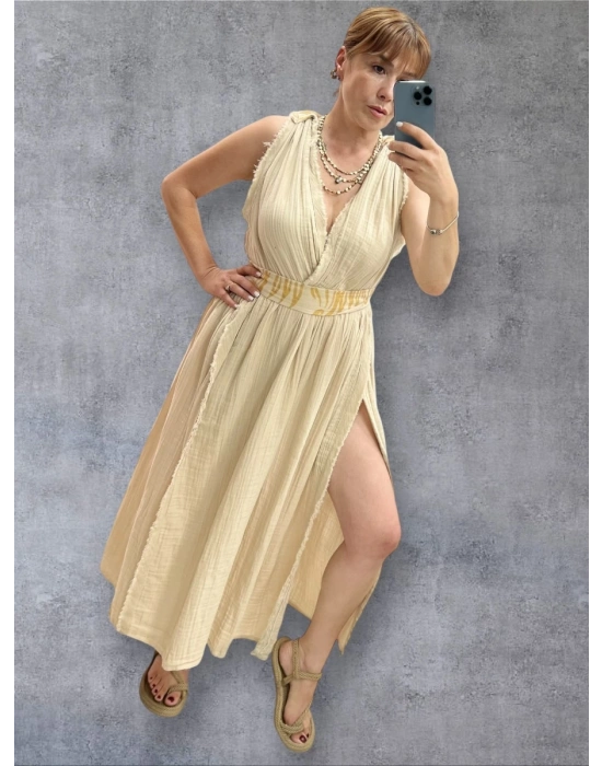 Helen Pamuk Elbise – Bej