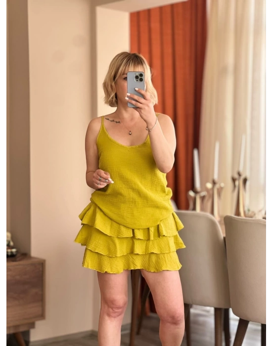 Limon Müslin Kumaş Etek