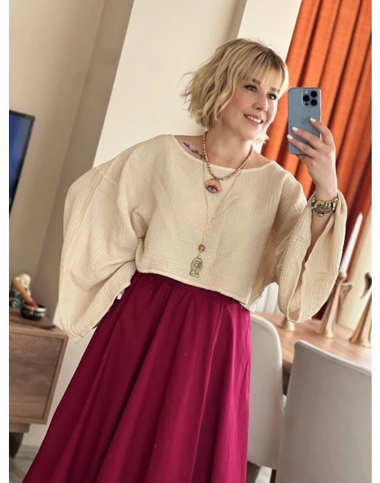 Metalik Pembe Göz Kolye